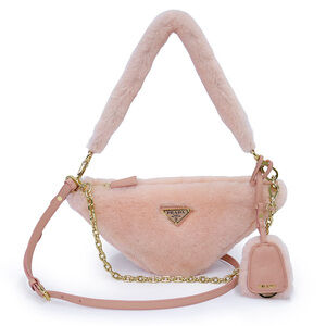 PRADA Shearling Triangle Bag Mouton ORCHIDEA Pink Handbag